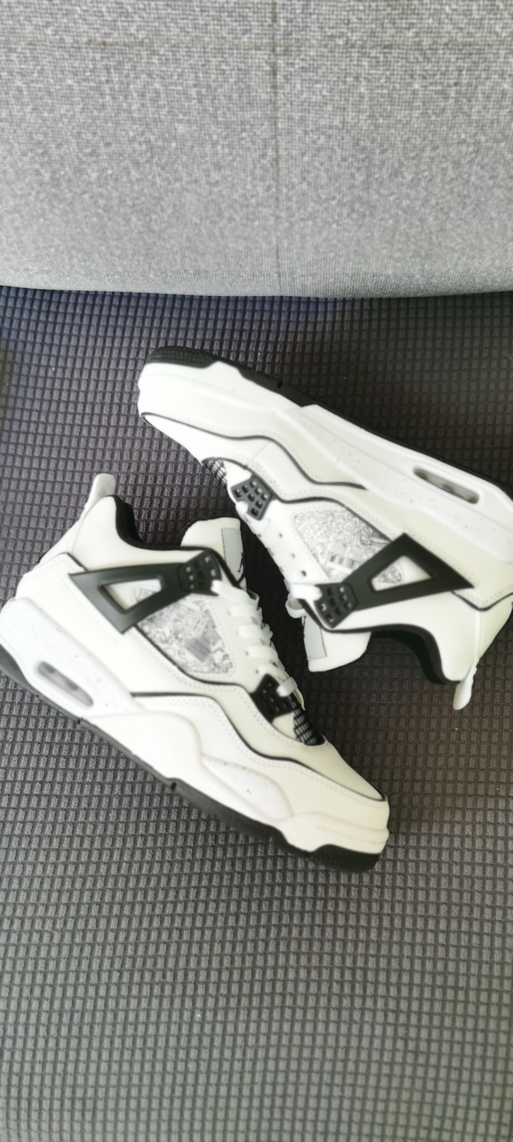 Women Air Jordan 4 GS DIY White Black Shoes - Click Image to Close